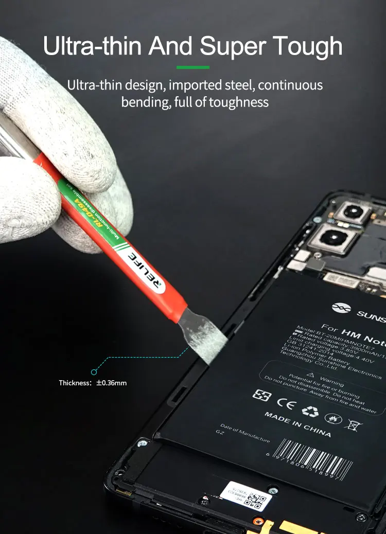 RELIFE RL-049A Doppelköpfiges Multifunktions-Hebelmesser für iPhone und Android zum Entfernen der Glasrückabdeckung, Blechschabemesser-Werkzeug – Detail 5