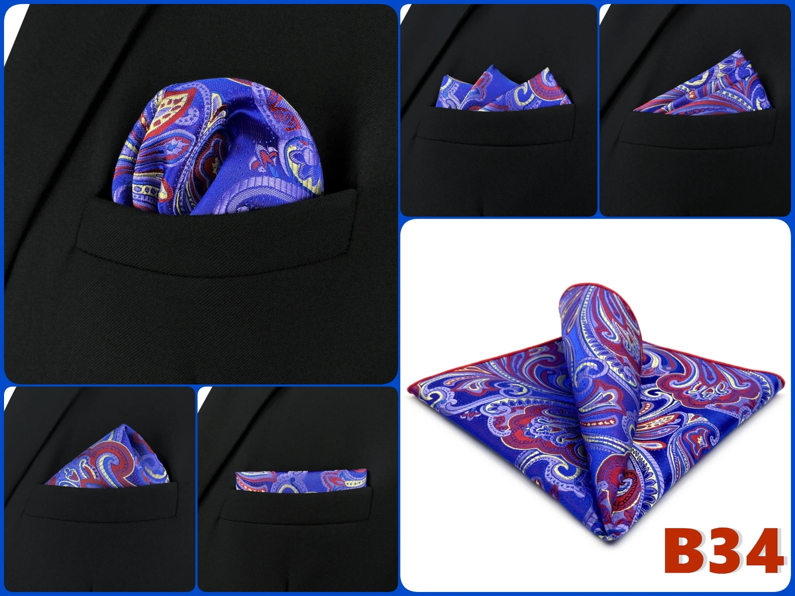 Luxury Mens Pocket Square Handkerchief Multiple Designs Classic Suit Hanky Large Striped Gentlemen Wedding Party Gift for Men