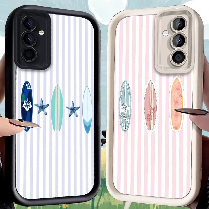 Blue White Stripe Surfboard Case for Samsung Galaxy S26 S25 Edge S24 Plus S23 S22 Ultra S21 S20 FE A57 A56 A55 A54 5G A53 Cover