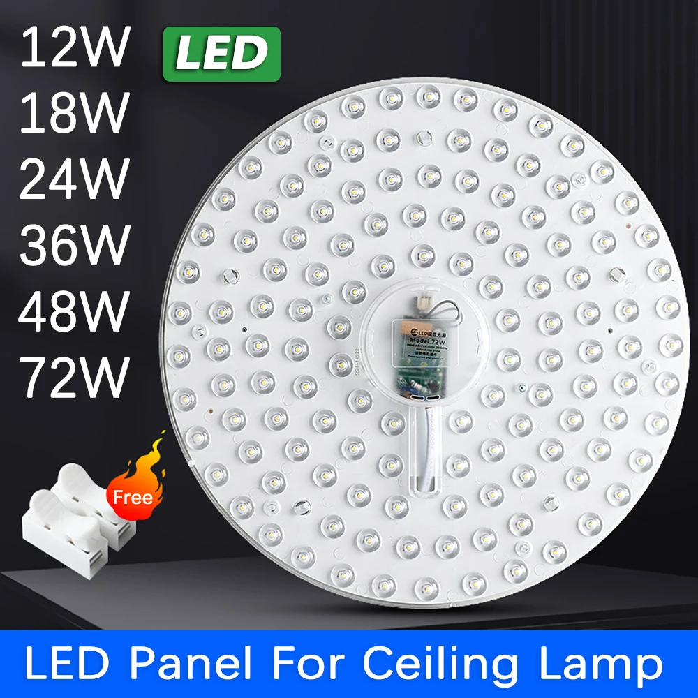 

Ceiling Light LED Module 220V-240V Round LED Panel Light 12W 18W 24W 36W 48W 72W Replacement LED Retrofit Lamp Board Cool White