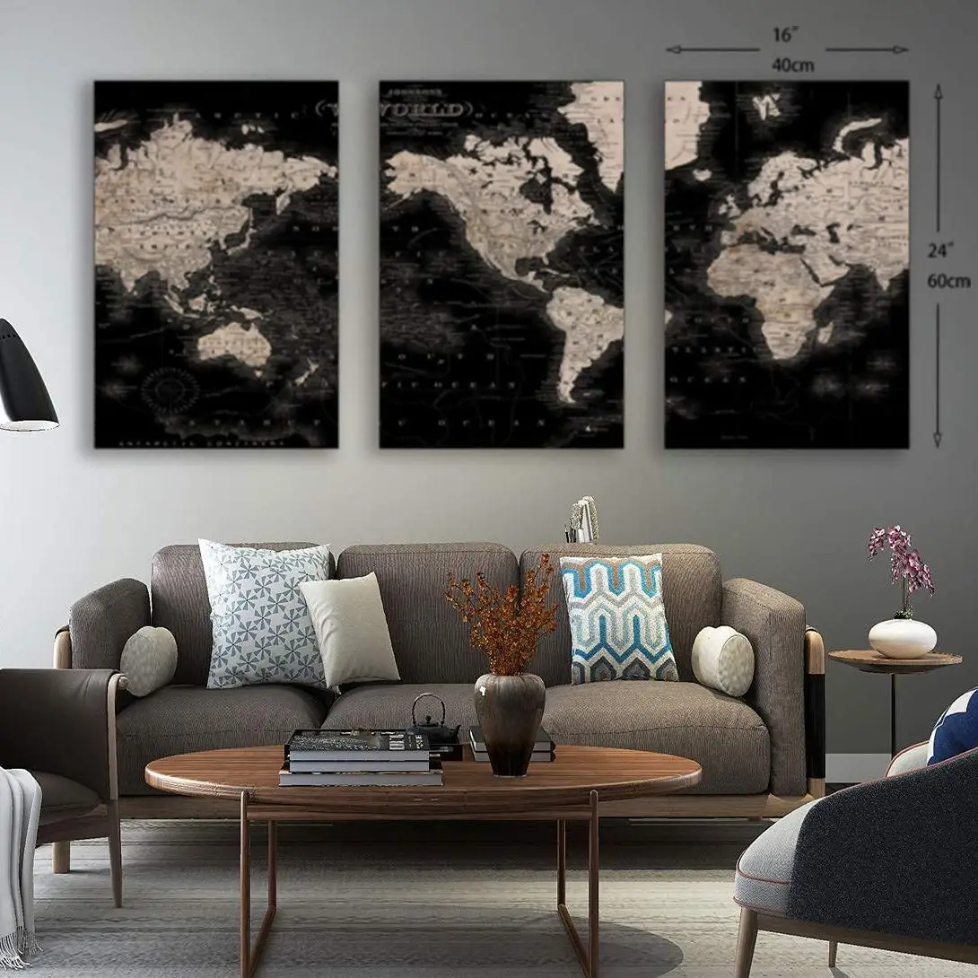 

Винтажная карта мира Ретро Карта мира подарок 3 шт. холст постеры картины на стену для гостиной офиса домашний декор картины