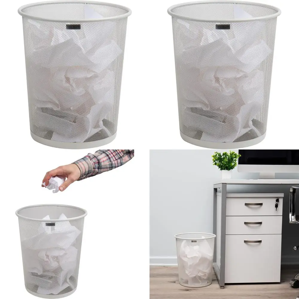 

Офисное мусорное ведро с белой металлической сеткой, емкость 16,65 л