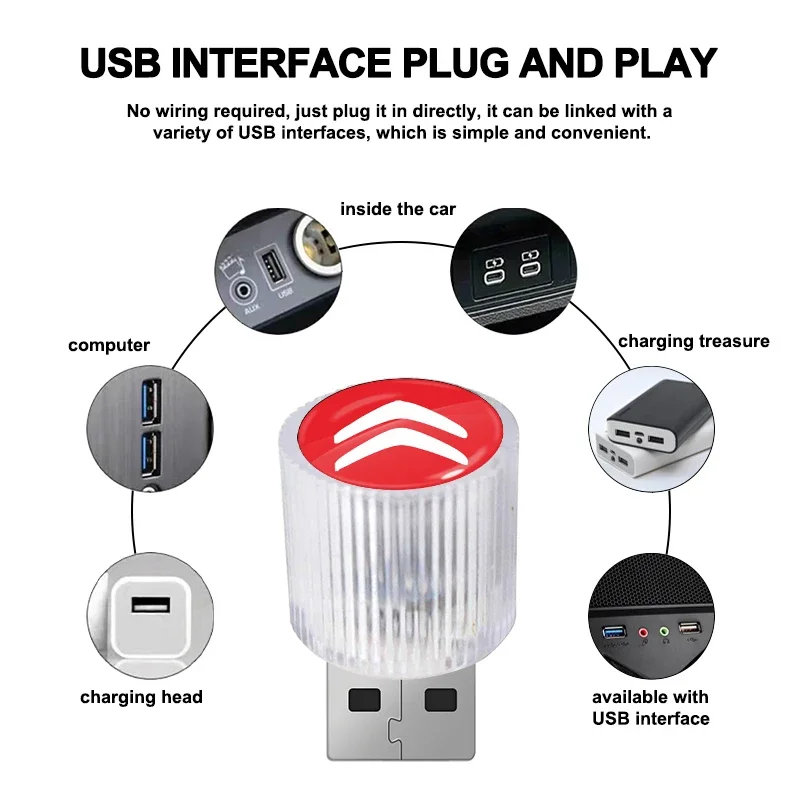 Car Styling USB Atmosphere Light Portable Car Mini LED Lamp  For Citroen berlingo xsara picass Car styling C2 C3 C4 C5 X7 - view 4