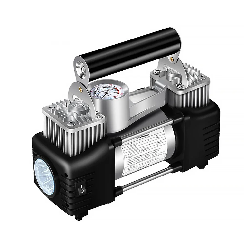 

%a 12V Portable Dual Cylinder Air Pump Heavy Duty Car Air Compressor Tyre Inflator With Digital Pressure Gauge Tire Inflatable