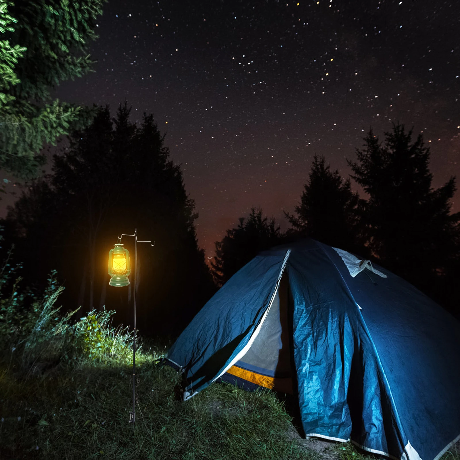 

1 set Folding Table Lamp Stand Aluminum Alloy Portable Camping Light Rack Sturdy Outdoor Lantern Holder For Hiking Fishing