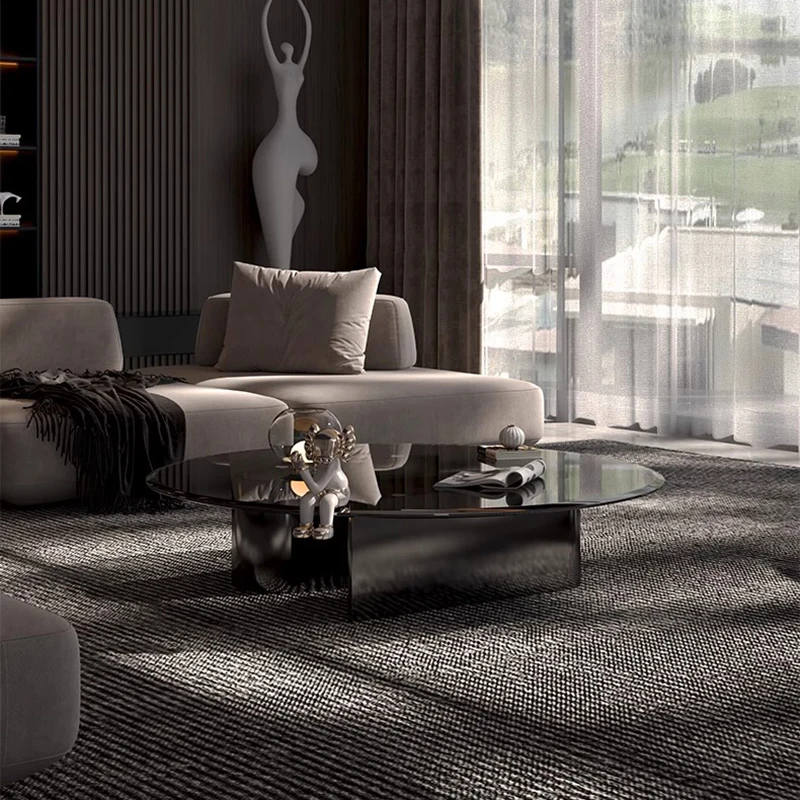 طاولة قهوة فاخرة شفافة لتزيين غرفة النوم وغرفة المعيشة وطاولة جانبية مستديرة وأثاث جناح صالة Meubles المتحركة #3