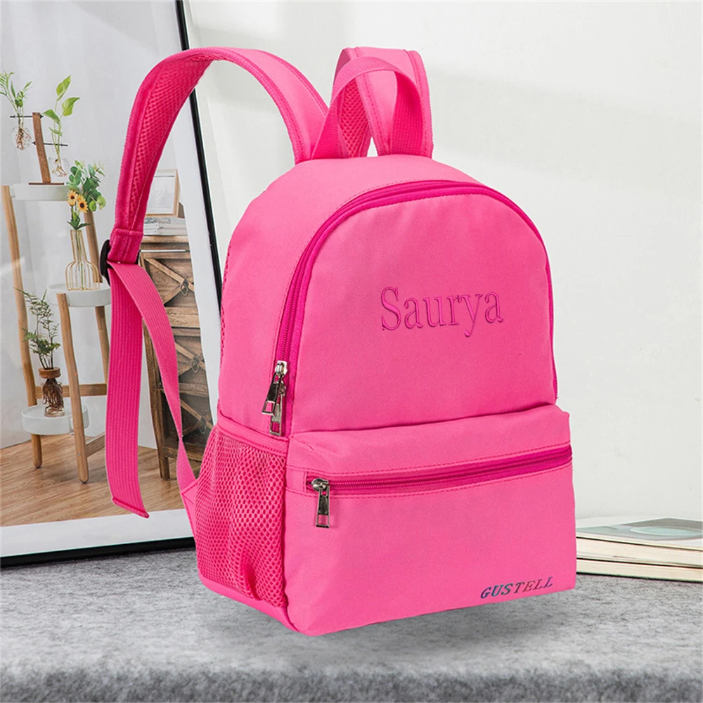 Embroidered Name 30cm Oxford Cloth Backpack Simple Candy Color Men\'s and Women\'s Soft and Lightweight Backpack Personalized Bags