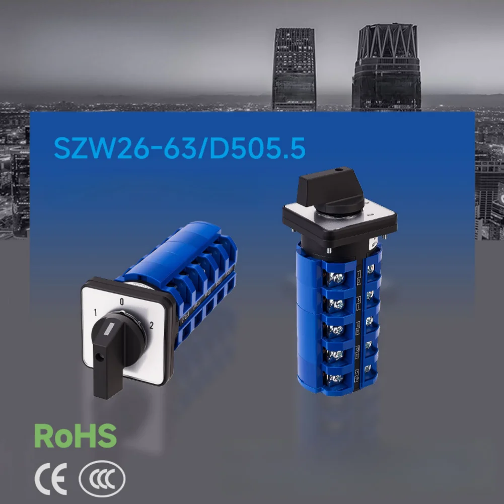 SZW26 63/D505.5 Electrical Changeover Switch 3 Position 5 Section 1-0-2 Rotary Type AC440V 63A Rated Working Current