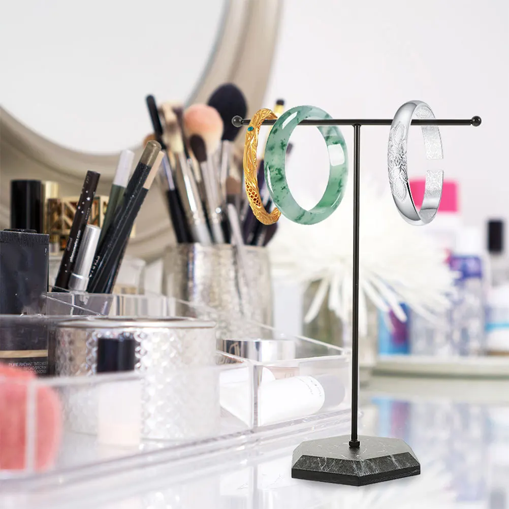 2Pcs Metal T Bar Necklace Display Stand Jewelry Organizer Minimalist Design Space Saving Holder for Earrings Bracelets