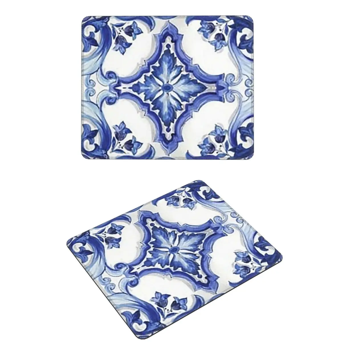 

Blue Ornate Floral Mediterranean Sicilian Tile Mouse Pad Computer Keyboard Mouse Mat Gaming PC Desk Mat Office Table Mats