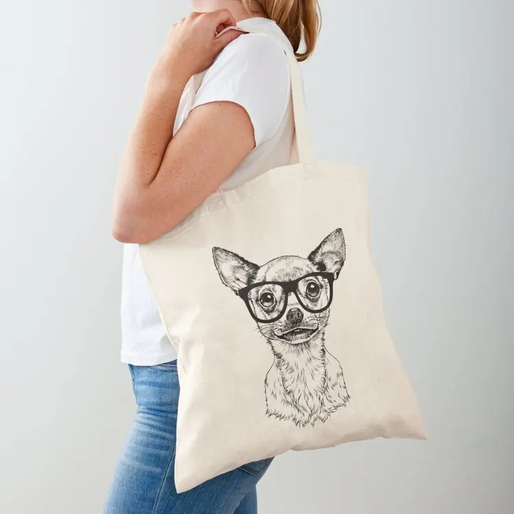

Hipster Chihuahua Dog Line Drawing Tote Bag large size bags tote bags men female bag tote bag canvas