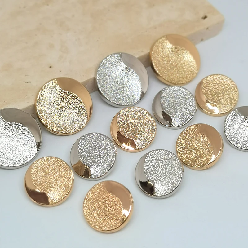 18/23MM Frosting Gold Silver Metal Round Buttons Of Clothing High Quality Sewing Accesories Decor Button For Crafts Apparel DIY