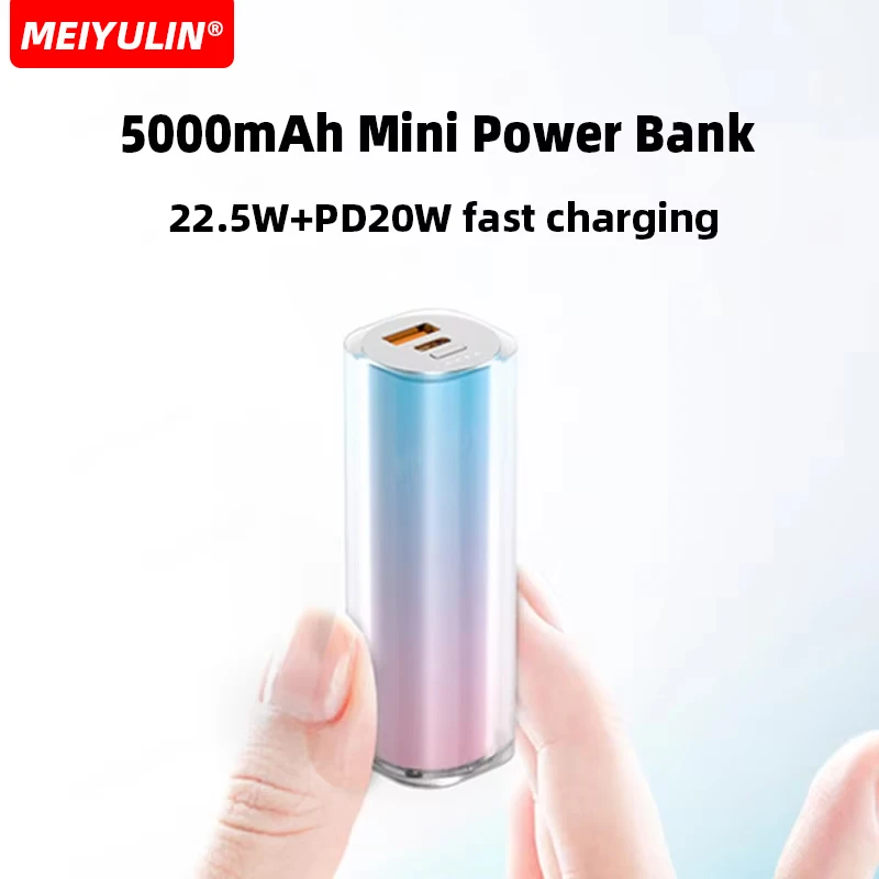 

Мини-Power Bank 5000 мАч, 22,5 Вт, USB C, внешний аккумулятор с быстрой зарядкой, портативный мобильный внешний запасной аккумулятор для iPhone 16, Samsung Xiaomi