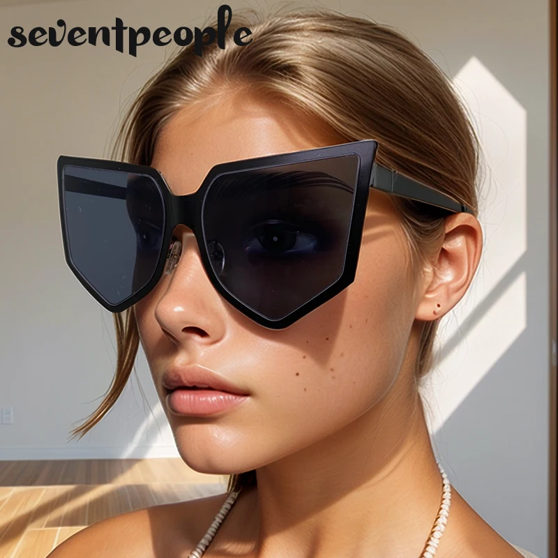 

Polygon Stylish Sexy Cat Eye Sunglasses Women 2025 Trendy Luxury Windproof Shades Vintage Metal Frame Eyewear For Ladies UV400