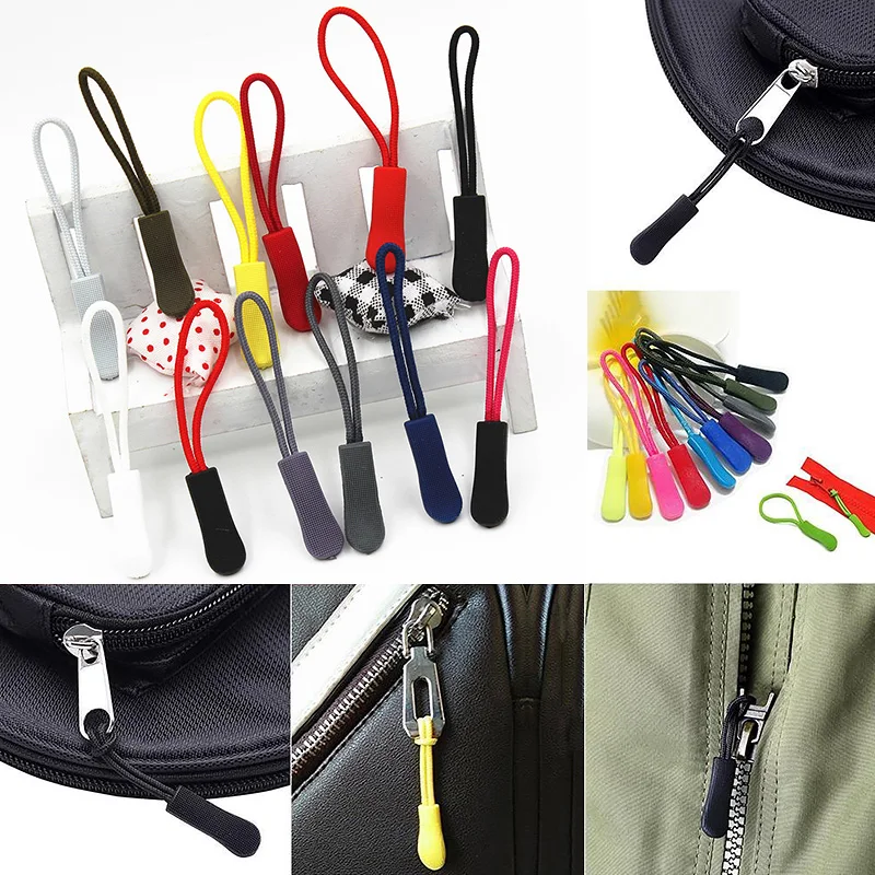 

10pcs/Bag Zipper Pull Puller End Fit Rope Tag Replacement Clip Broken Buckle Fixer Zip Cord Bag Suitcase Backpack Zipper Head