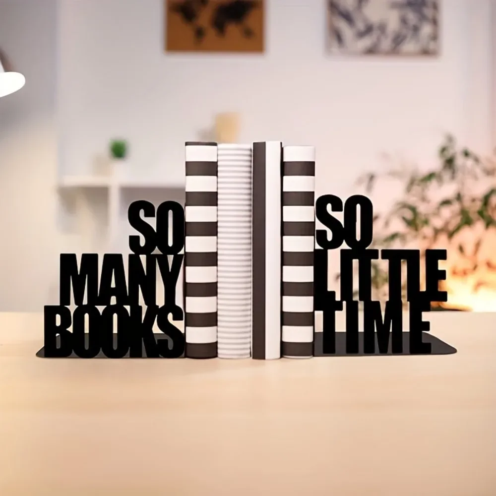 CIFBUY Bookends Iron Wall Art Metal Time Theme 2Pcs Durable Sculpture Decor for Living Room Bedroom Home Hanging Ornament Gift