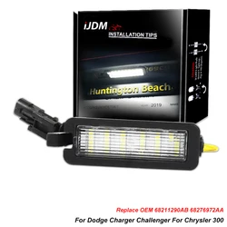 iJDM White LED License Plate Light For Dodge Charger Challenger For Chrysler 300 & Pacifica For Jeep Compass Dart Avenger Magnum