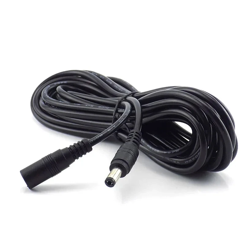 Cable de extensión de alimentación CC, 1m, 3m, 5M, 10M, 12 V, enchufe Jack a 5,5mm x 2,1mm, enchufe macho para cámara CCTV, Cable de extensión de 12 voltios