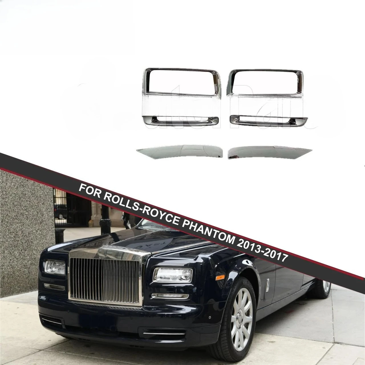 

Original Aftermarket Gen 7 Front Trim Kit-Chrome Head Lamp Cover Fog Lamp Cover for Rolls-Royce Phantom 2013-2017