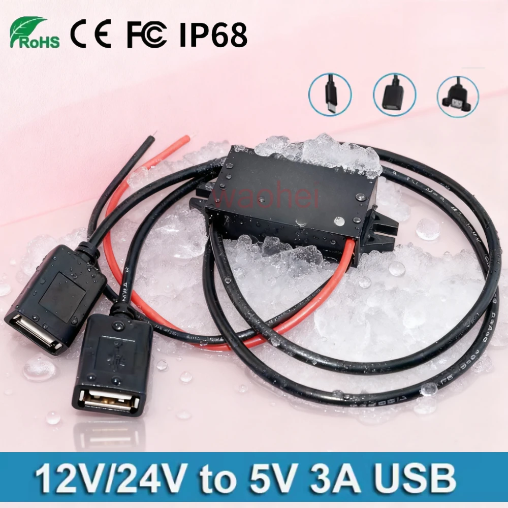 

DC-DC 12V 24V to 5V 3A 15W Mini USB Type-C Buck Converter Car Power Supply Step Down Voltage Module with Reverse Protection ce