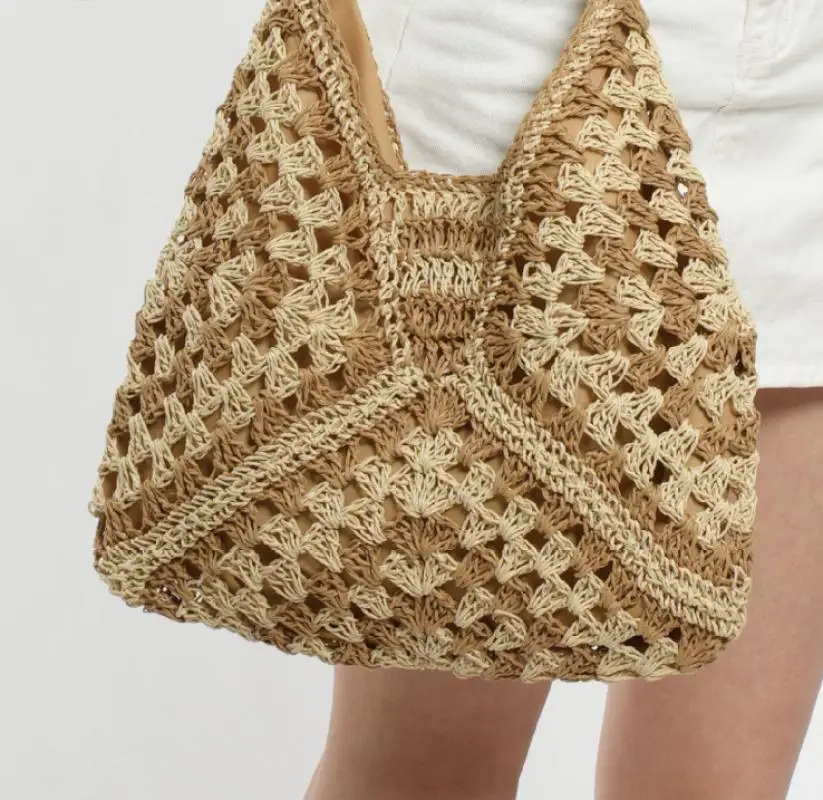 

2024 Fashion New Large Capacity Weave Shoulder Bag Summer Beach Straw Handbag Female Bohemian Tote For Women Travel Bag
