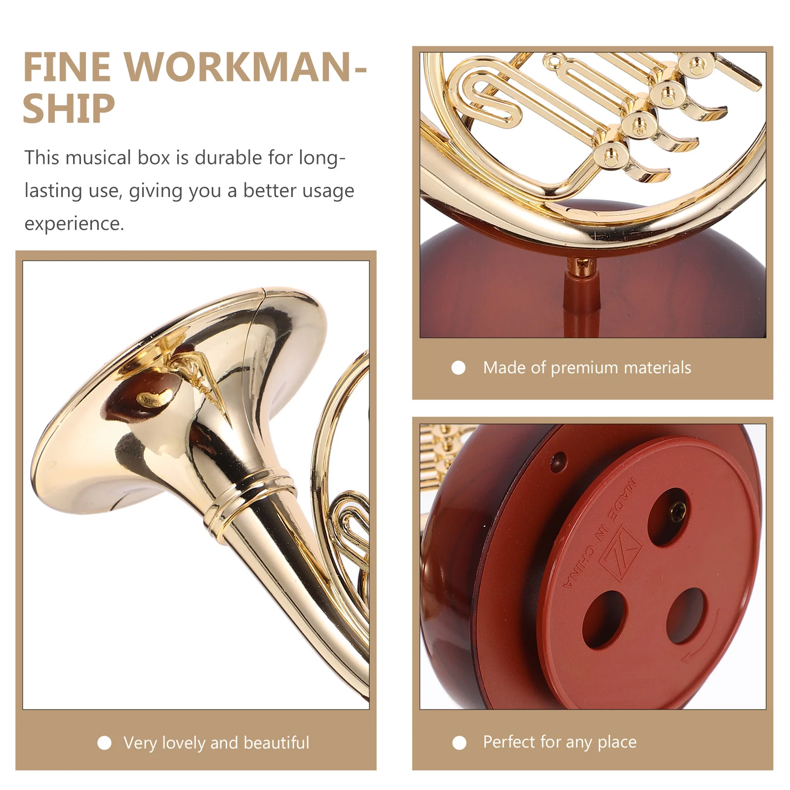 

Music Box Horn Wind-Up Melody Mechanism Desktop Decorative Ornament For Christmas Gift Table Shelves Display