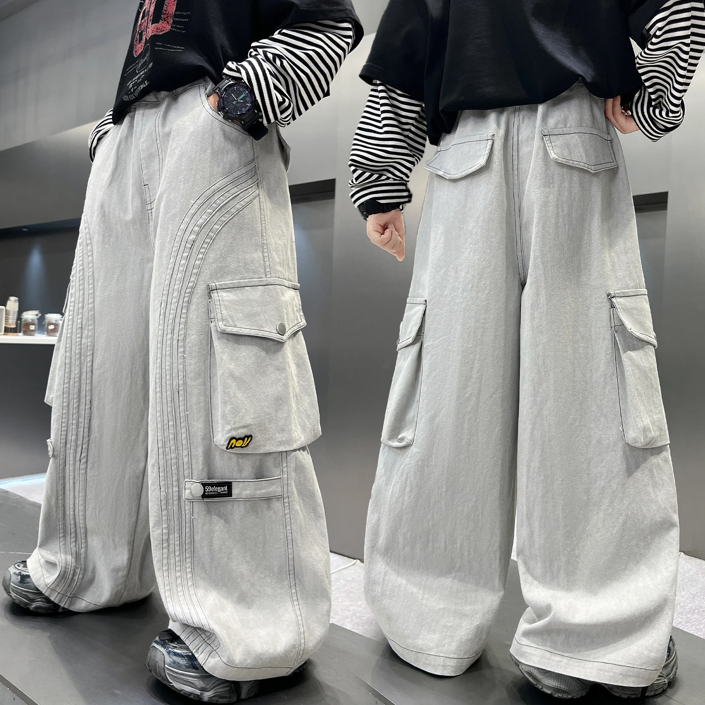 Spring Autumn Boys Cargo Pants Children Casual Sweatpants Solid Color Sports Trousers Fashion Children's Clothing New 2026