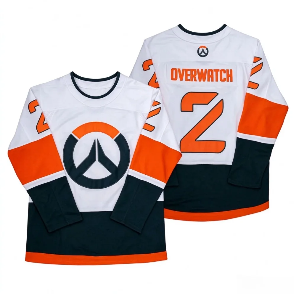 New Overwatch 2 White Hockey Jersey Classic Series Retro Gaming Shirt Men Women Vintage Short Sleeve Casual Streetwear T-shirt
