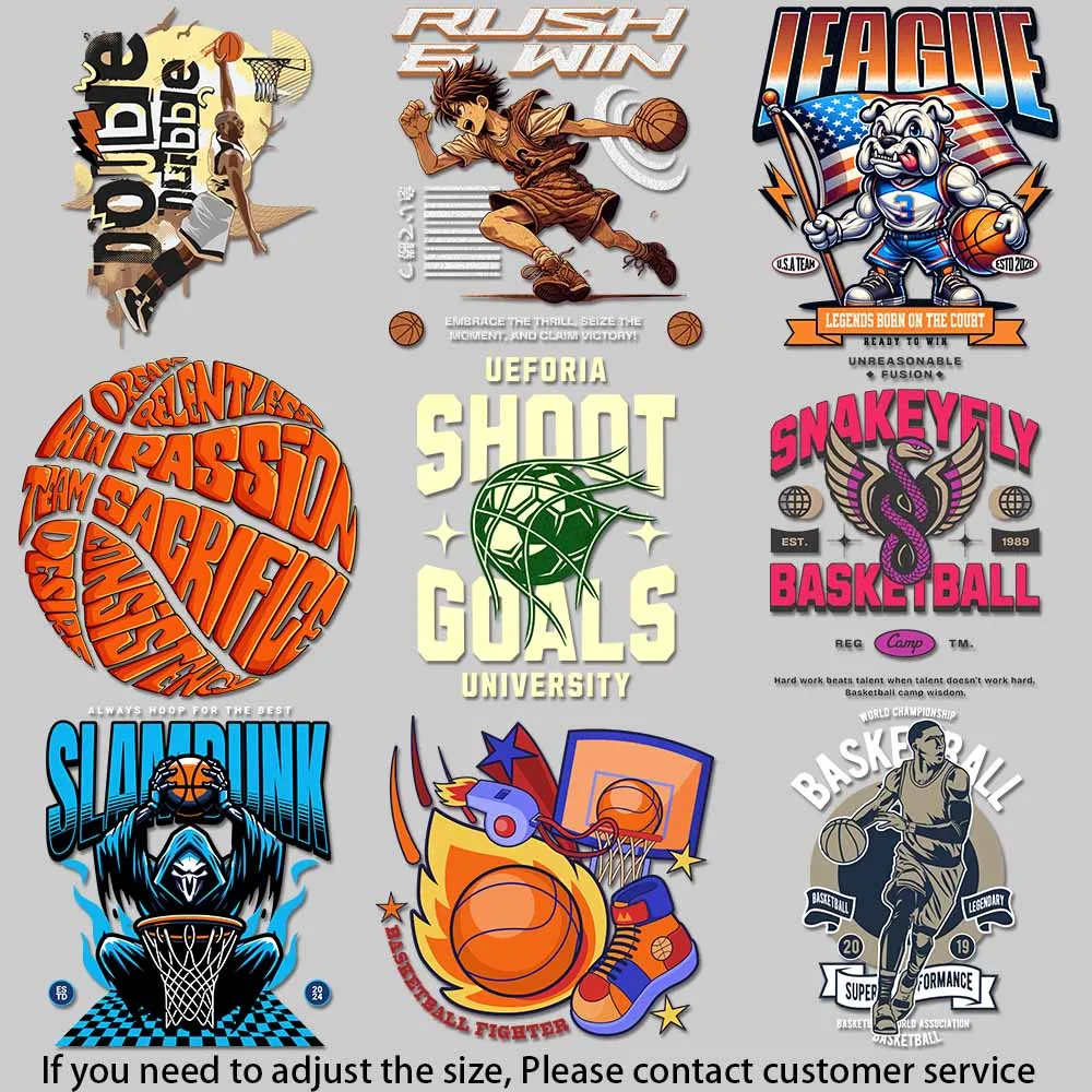 Sporty DIY Heat Transfer Stickers - Basketball Design, Washable, High-Quality for T-Shirts & Tote Bags Durable Sticker
