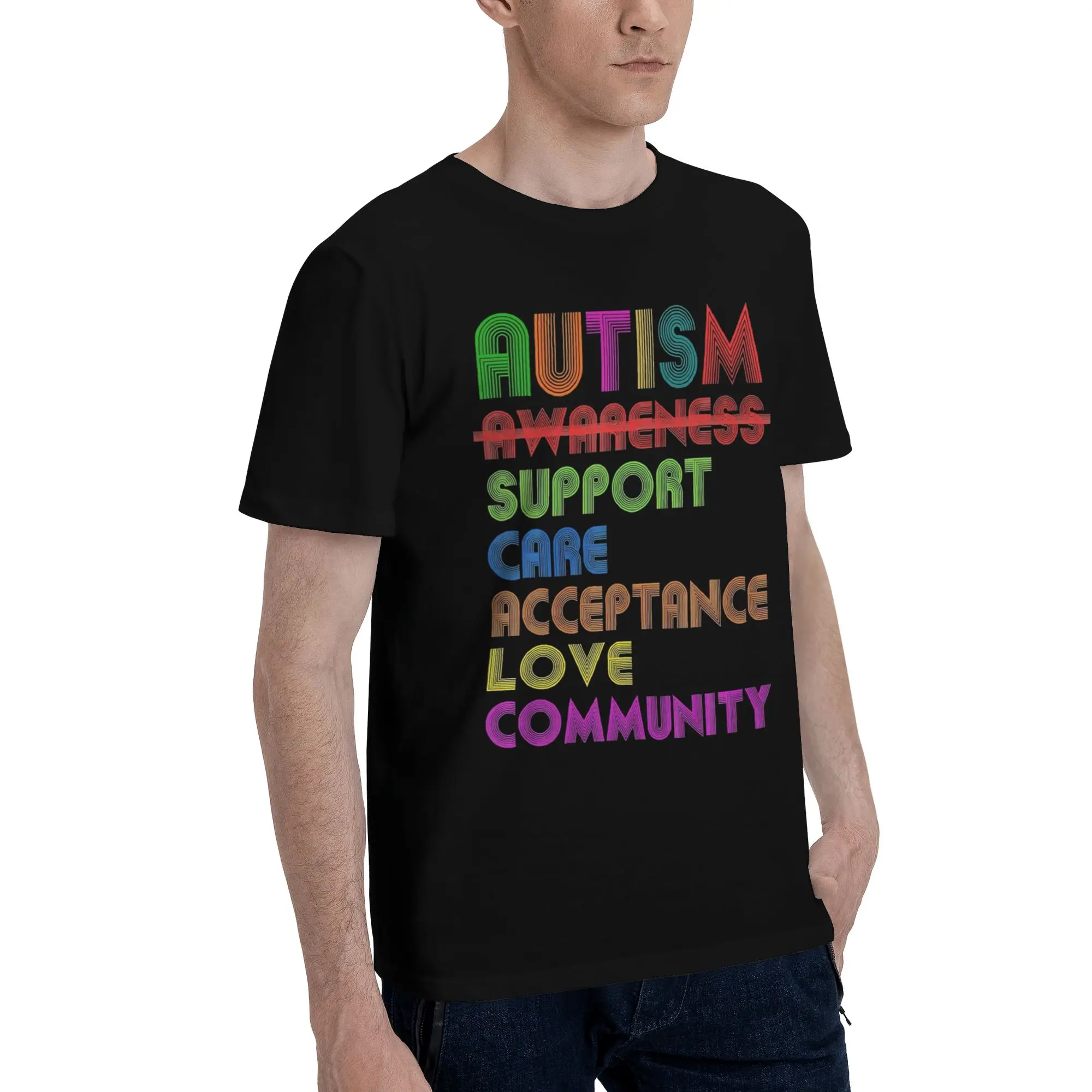 Autism Awareness Respect Love Support  Accessories Men Women T Shirts Pure Cotton Tee Graphic Printed  T-shirt Clothing