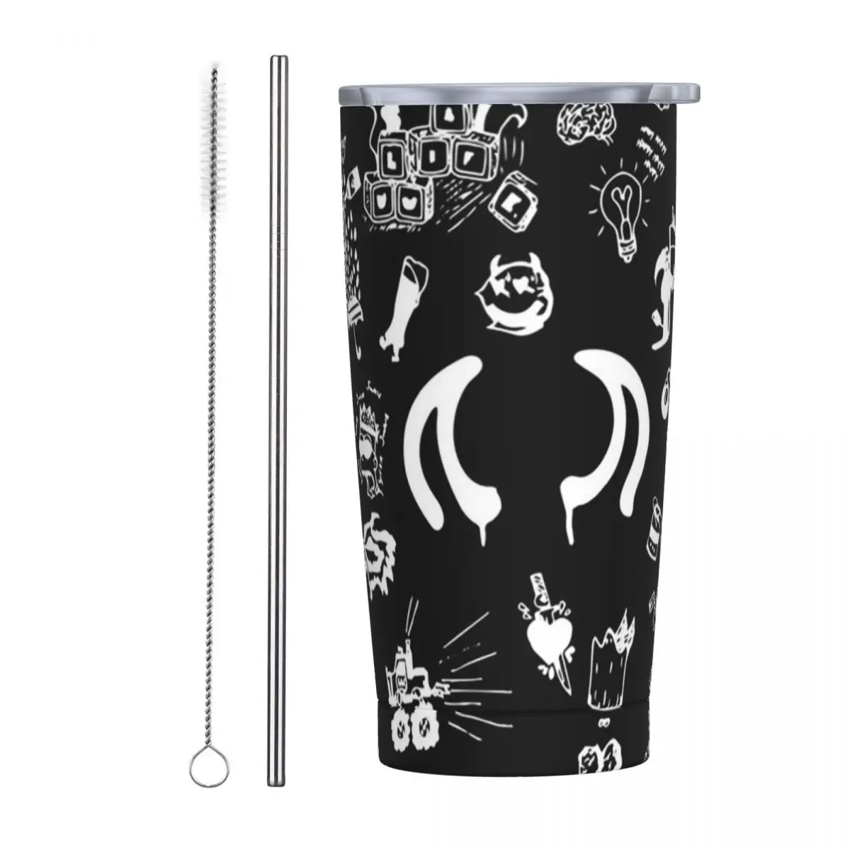 Yungblud Drawings Tattoo Sheet Stainless Steel Tumbler Vacuum Insulated Mug Thermal Cold Bottle Straw With Lid 20oz