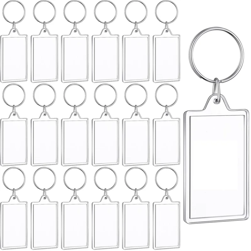 AT93-150 Pack Clear Acrylic Photo Picture Keychain Blank Photo Insert Keyring DIY Personalize Favor For Family Friends