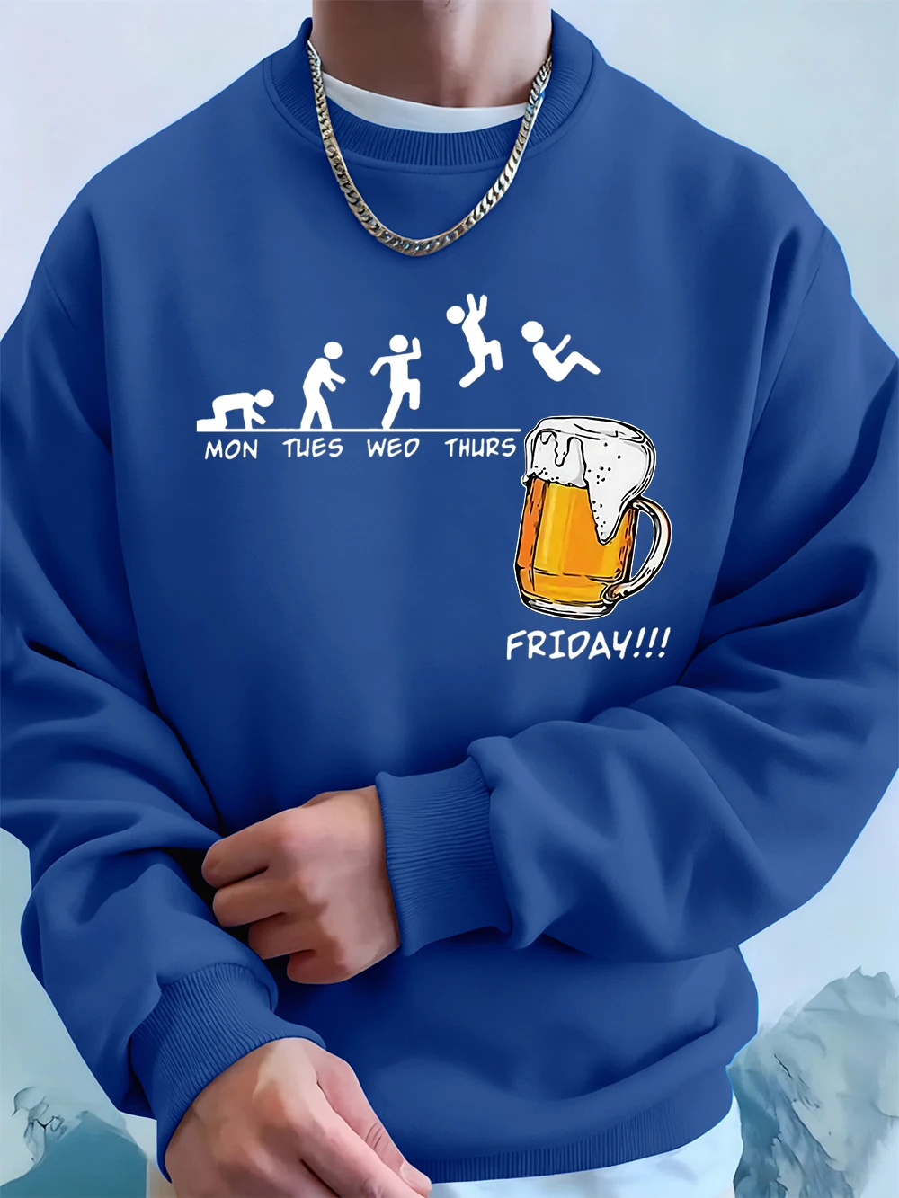 الجمعة البيرة عاشق مضحك مطبوعة الرجال البلوز الشتاء الصوف الدافئة هوديس الكورية فضفاض Crewneck البلوفرات الهيب هوب الذكور الملابس