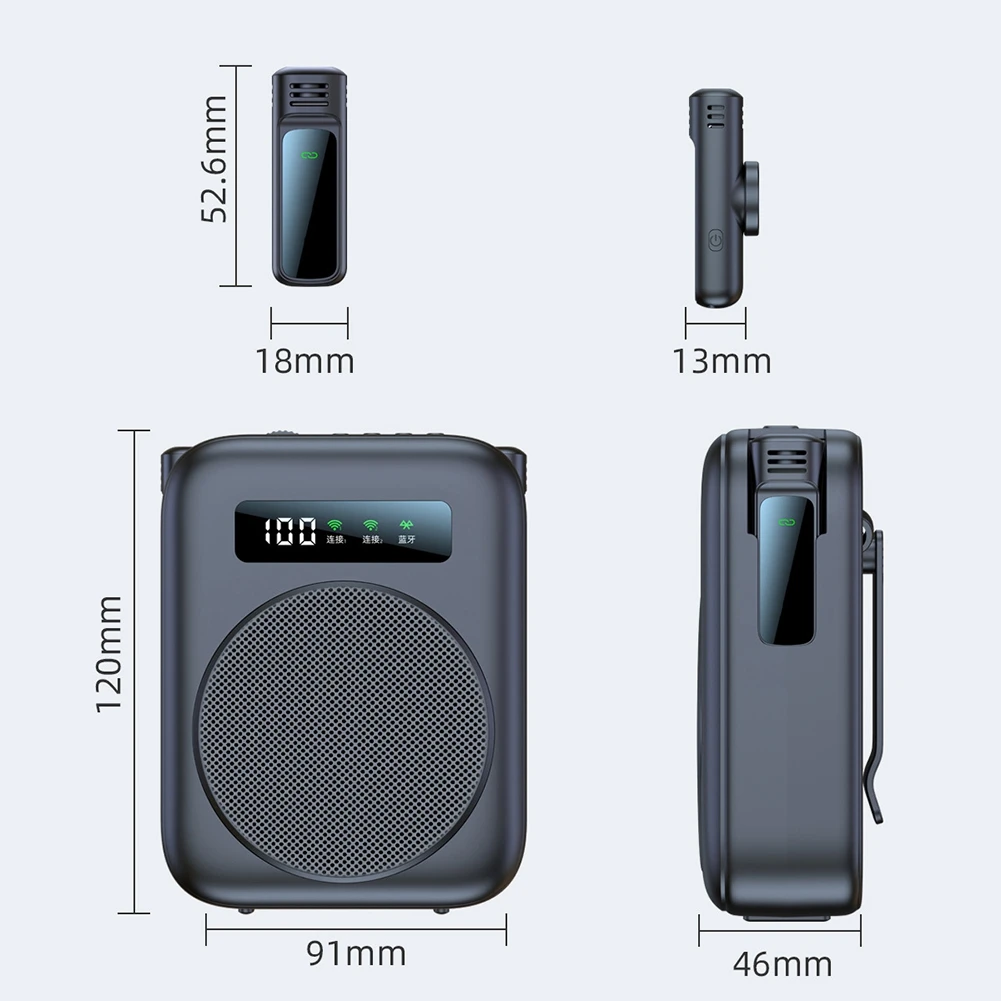 A24U Bluetooth Voice Amplifier With Magnetic Wireless Lavalier Lapel Microphone, For Classroom/Yoga/Conference