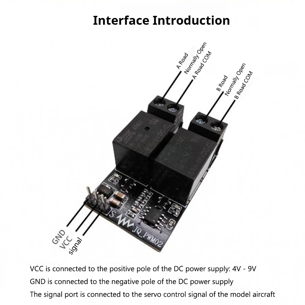 50Hz 1000-2000us PWM Wireless Dual Output Switch DC4-9V Dual Channel Motor Forward Reverse Relay Control Module