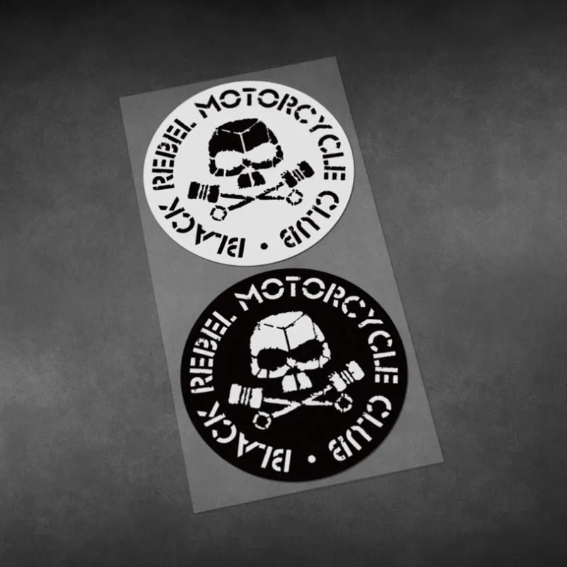 

2Pcs Black Rebel club Decals Retro Motorcycle Car Body Helmet Decoration Stickers Reflective Waterproof Pegatinas Vinyl Material