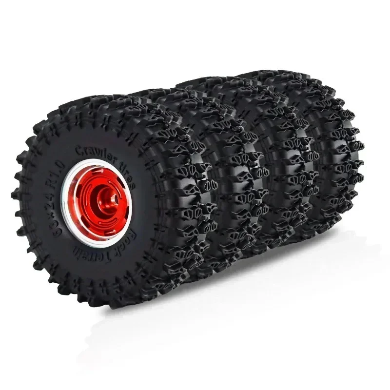 4 szt. 63mm 1.0 cal Metalowe Felgi Beadlock z Oponami do Samochodów RC Crawler 1/18 1/24 TRX4M SCX24 AX24 FCX24 Części Zamienne Akcesoria Tuningowe