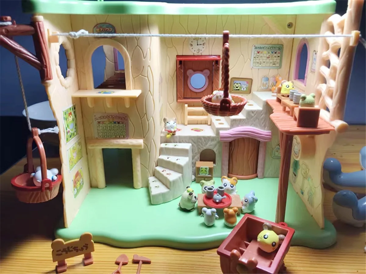 New Cute Japan Anime Hamtaro Bijou Basement Hamster House Series Figure Model Toys With Doll Set Kids Children Gifts