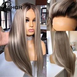  Highlight Human Hair Wig 360 Lace Frontal Straight Wig 13x4 T Part Blonde Colored Straight  Wigs For Women HD Transparent Lace