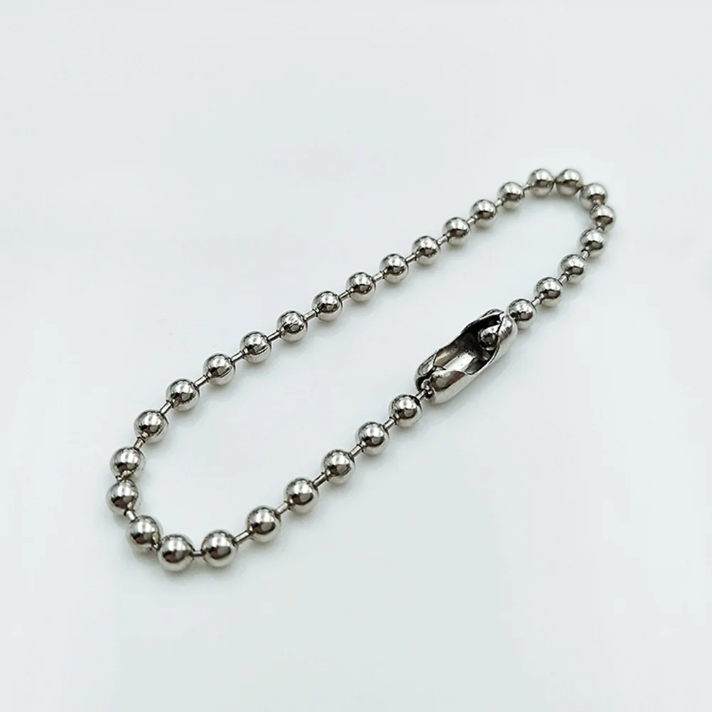 

200 PC Long Bead Connector Clasp Beaded Keychain Metal Ball Adjustable Steel Tag Rings Keyring