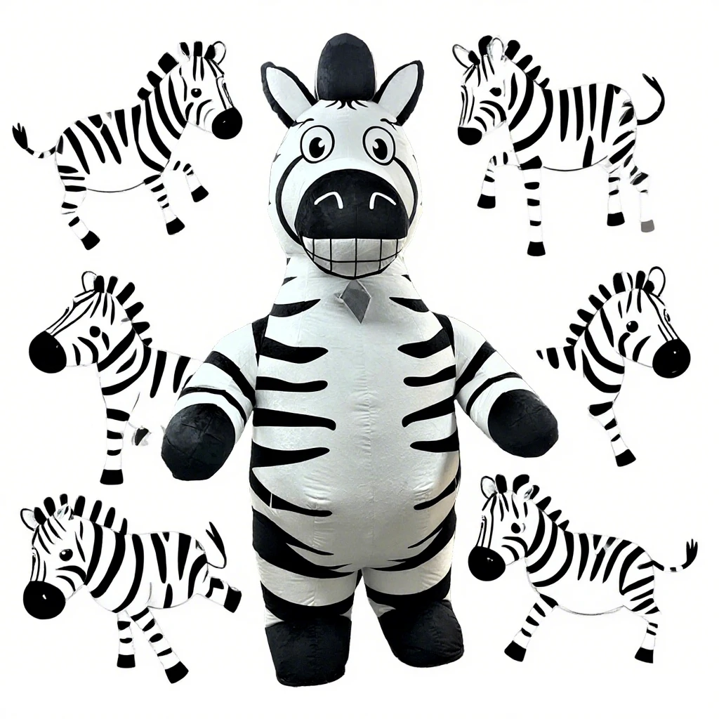 

Adult Character Cosplay Zebra Inflatable Costume Mascot Animal Halloween Carnival Party Funny Plush Costume