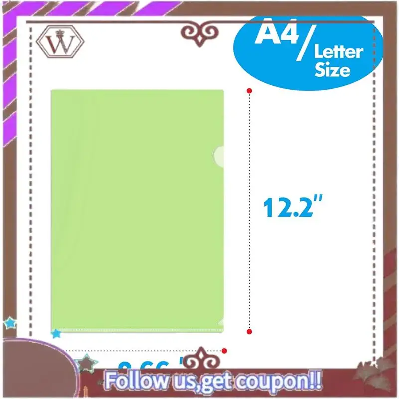 Carpetas de plástico ABBG-50Pcs, carteras con mangas A4 para archivos de protección con mangas abiertas superiores y laterales para trabajo de papel A4, fácil de usar en la oficina