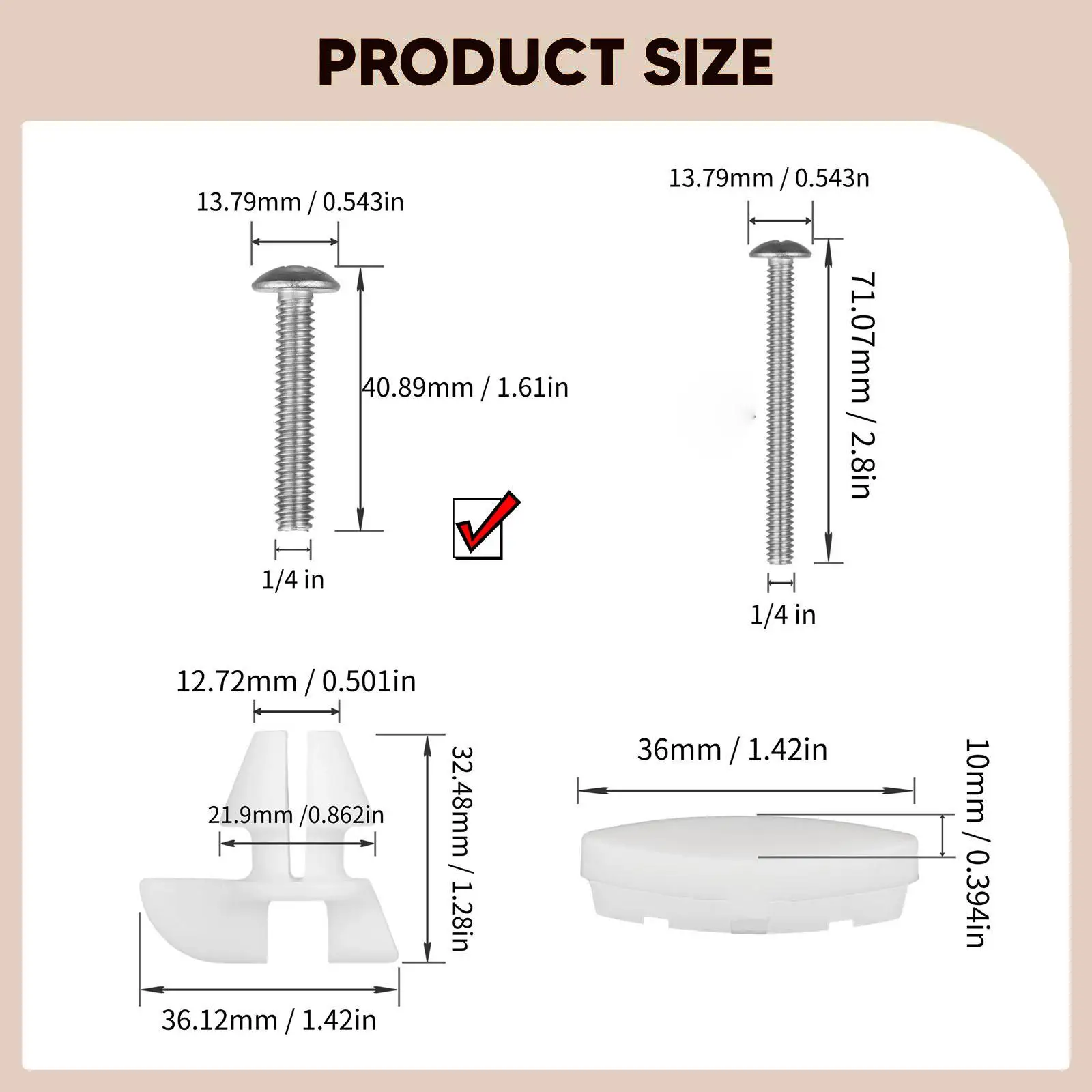 

Easy Install Toilet Seat Repair Kit Enhanced Stability Noise Reduction Screws Bumper for Bathroom