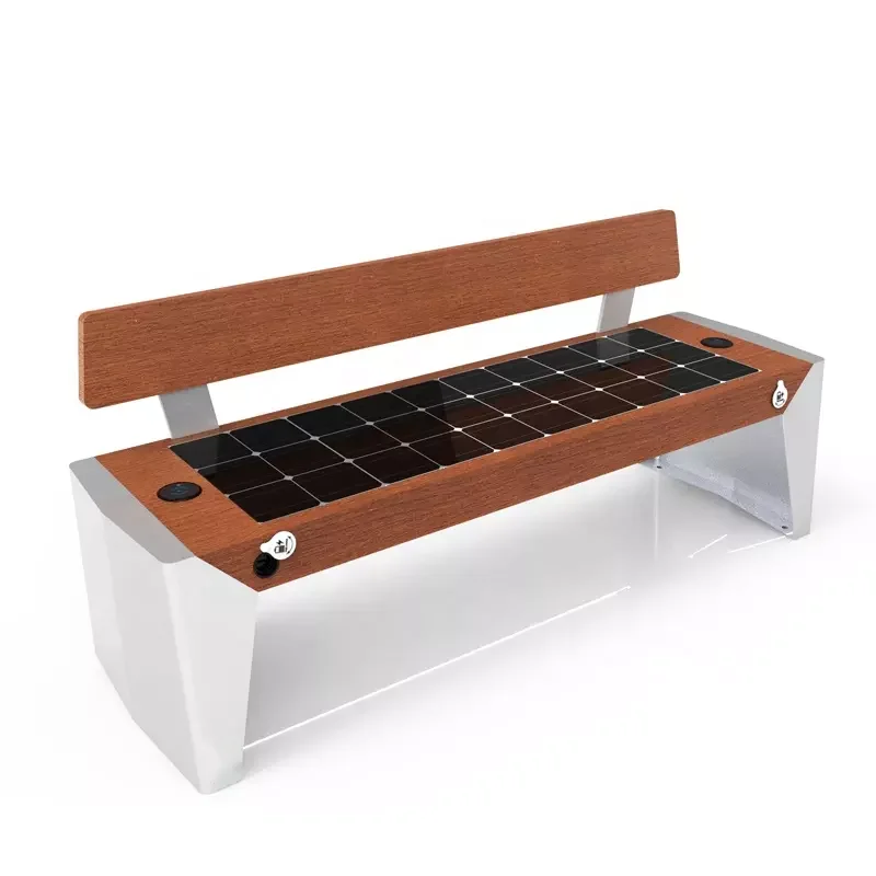 Wireless Charging Intelligent Solar Bench Steel Street Furniture