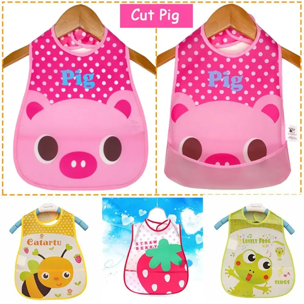 Smock Series Infant Kid Saliva Bib Kids Plastic Cloth Lunch Translucent Bibs/Cute Pattern Towel Baby Bibs Waterproof