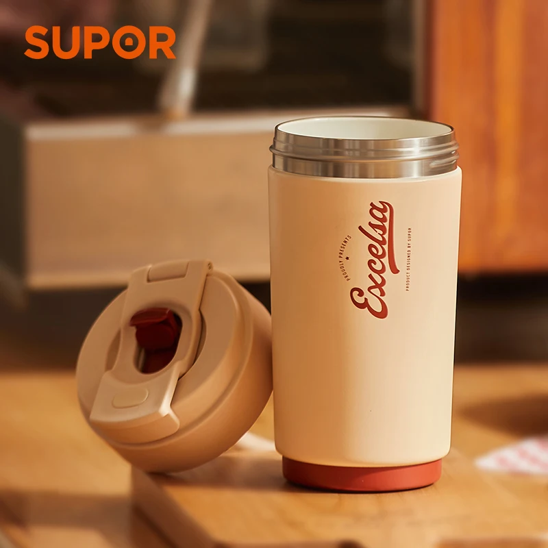 SUPOR 500ml Stainless Steel Coffee Cup Travel Thermal Mug Leak-Proof Thermos Bottle Tea Coffee Mug Vacuum Flask Insulated Cups