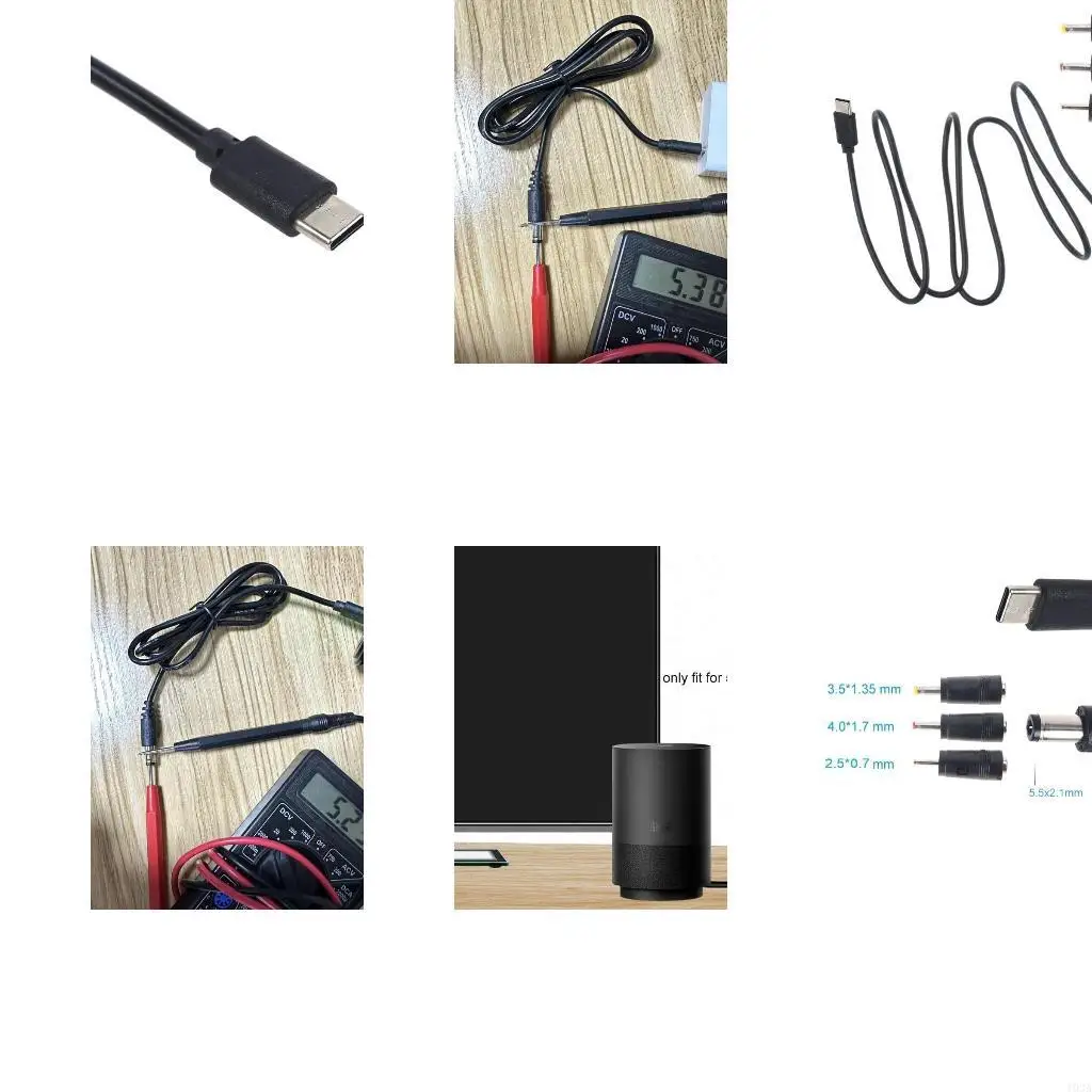 193A Type C USB C to 5.5x2.1mm Power Cable for Laptop Notebook with 3 Adapter