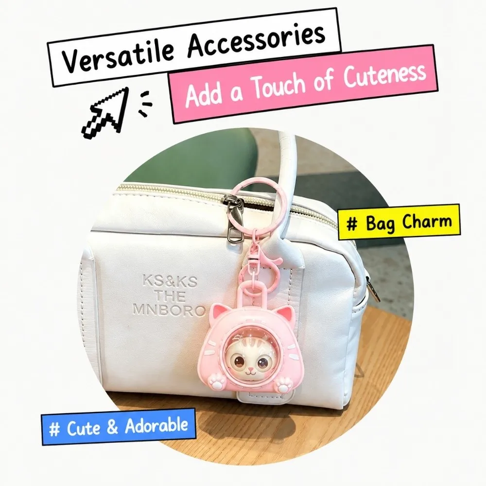 Squeeze Sound Cartoon Cat Keychain Eye Changing Creative Anti-Stress One Click Face Change Funny Handbag Charm For Children