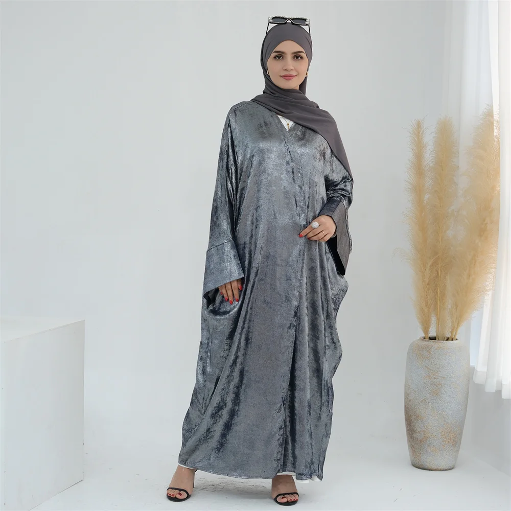 2024 New Black Turkish Dubai Abaya Muslim Women Elegant Arabe Robe Arabic Kimono Islam Open Abayas Islam Clothing Modest Coat