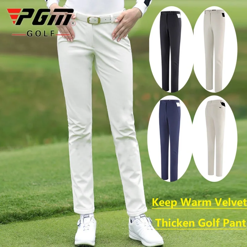 PGM Autumn Winter Waterproof Women Golf Pant Thick Warm Pencil Pant Windproof Plus Velvet Golf Ball Trouser Lady Tennis Clothing